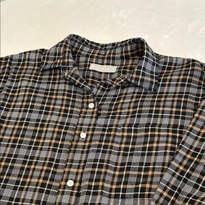 Everlane Womens Checkered Shirt - Black, Brown, and White. Size 6